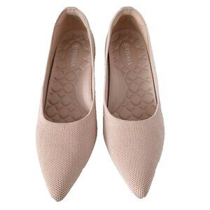 Vivaia Women's Wedge Heels Aria Pointed Toe Shoes Almond EU Sz 38.5 Comfort Chic